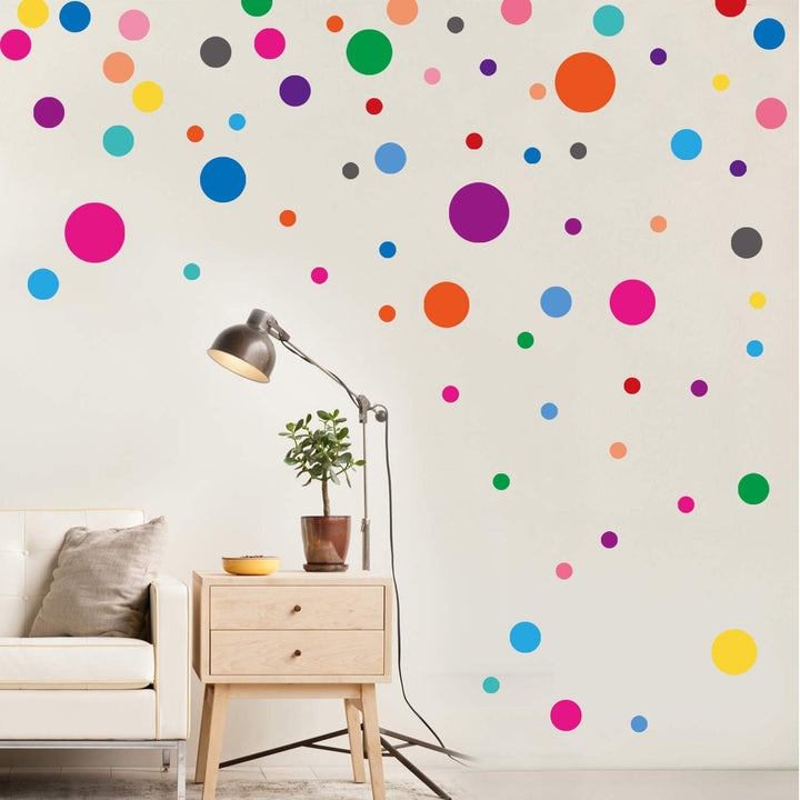 Wall Stickers for Bedroom Living Room, Polka Dot Wall Decals for Kids Boys and Girls (130 Circles)