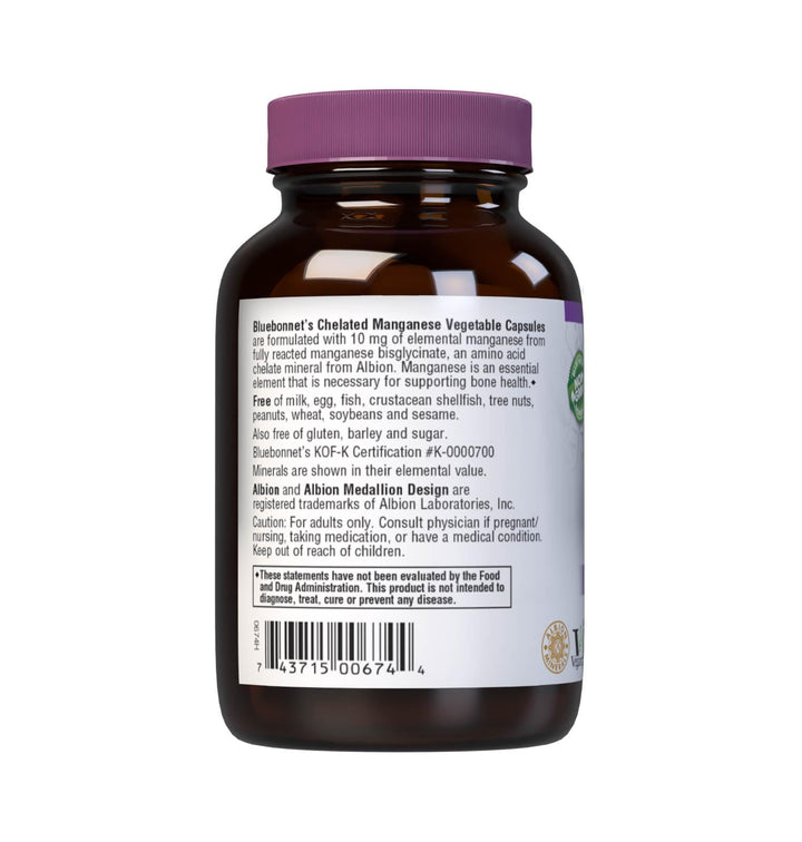 Nutrition Albion Chelated Manganese, Amino Acid Chelate, Soy, Dairy & Gluten-Free, Non-GMO, Kosher Certified, Vegan, 90 Count