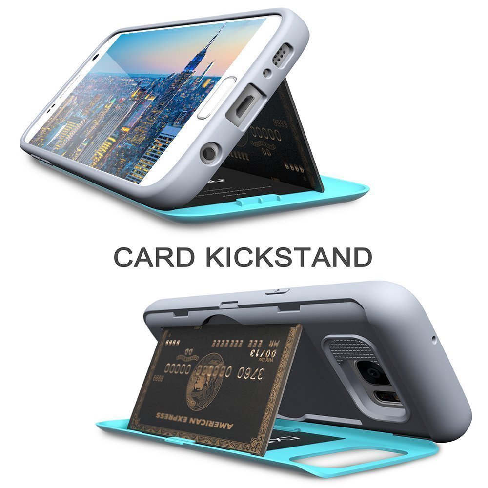 CX PRO Wallet Cover Designed for Galaxy S7 Case with Hidden Card Holder - Black