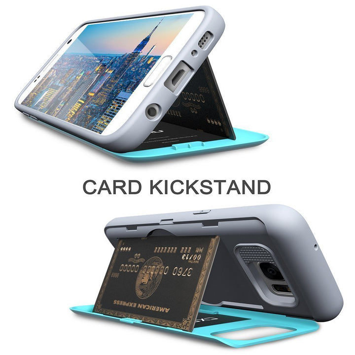 CX PRO Wallet Cover Designed for Galaxy S7 Case with Hidden Card Holder - Black