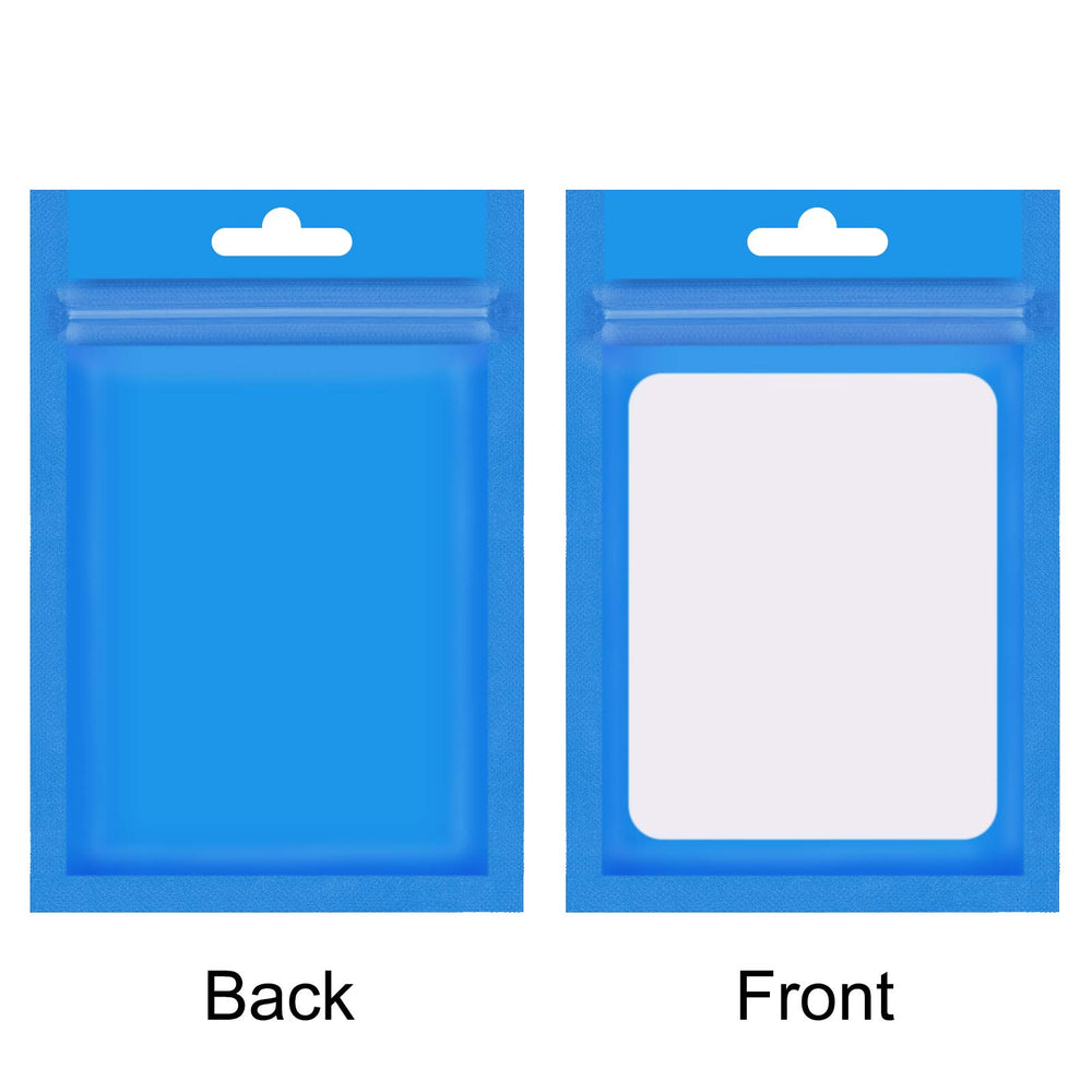 100 Pieces Resealable Mylar Ziplock Bags, Clear Zipper Lock Food Storage Bags with Resealable Window Packaging Pouch for Self Sealing Coffee Bean Candy Storage Supplies (Blue 3 x 4.7 Inch)