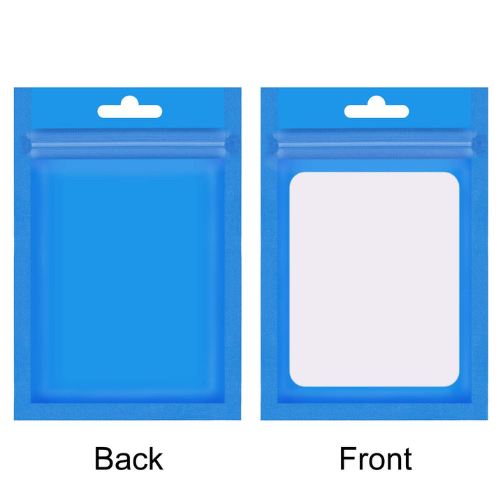 100 Pieces Resealable Mylar Ziplock Bags, Clear Zipper Lock Food Storage Bags with Resealable Window Packaging Pouch for Self Sealing Coffee Bean Candy Storage Supplies (Blue 3 x 4.7 Inch)