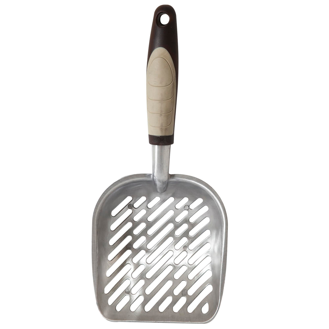 Metal Cat/Kitty Litter Scoop, Deep Shovel, Premium Non-Stick Large Scooper with Non-Slip Handle & Curved Design for Maximum Coverage