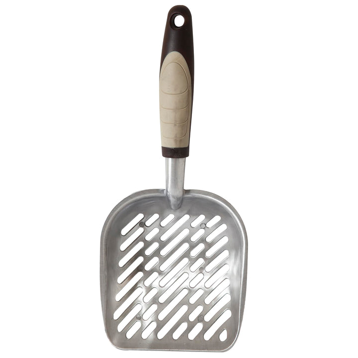 Metal Cat/Kitty Litter Scoop, Deep Shovel, Premium Non-Stick Large Scooper with Non-Slip Handle & Curved Design for Maximum Coverage