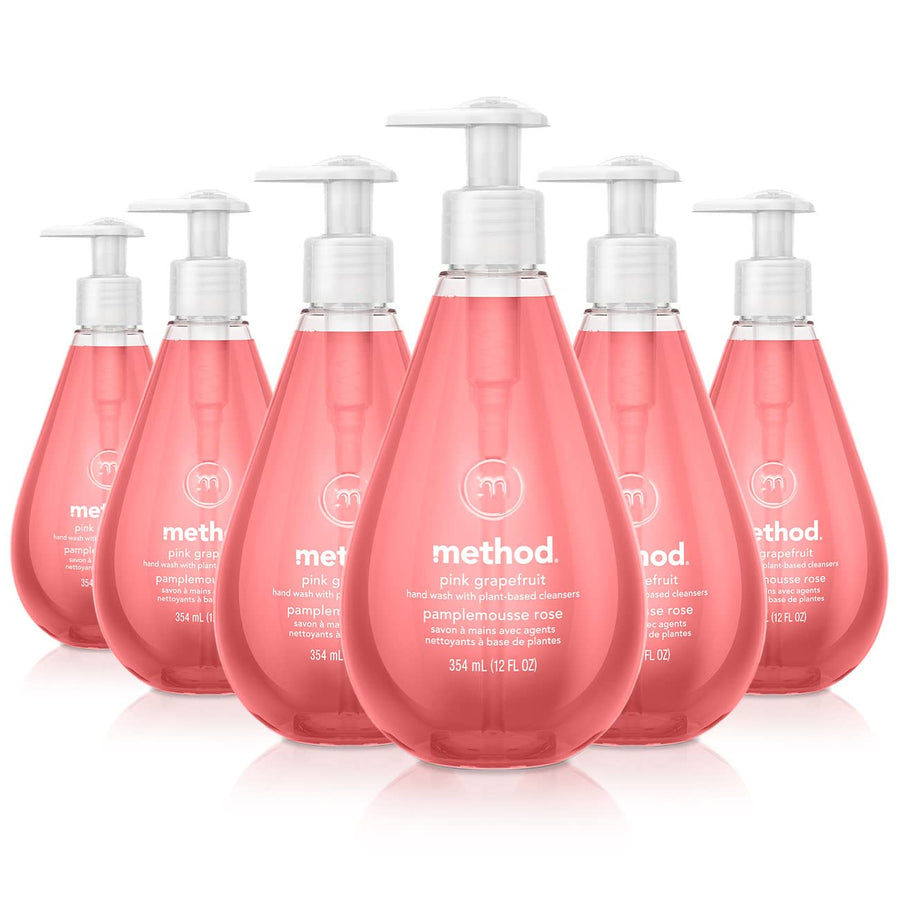 Naturally Derived Gel Hand Wash, Pink Grapefruit, 12 Ounce (Pack of 6)