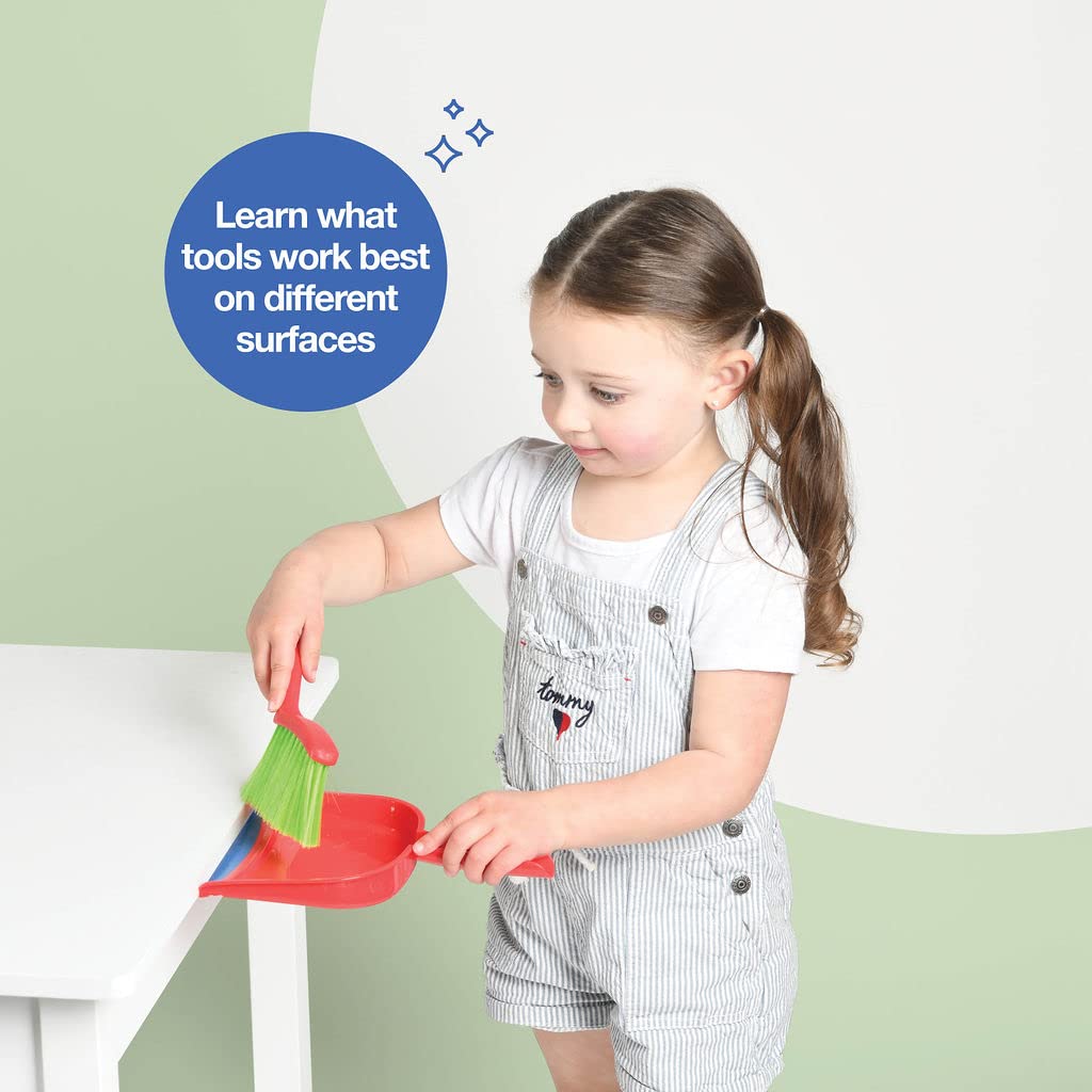 Kids Cleaning Set 4 Piece - Toy Cleaning Set Includes Broom, Mop, Brush, Dust Pan - Toy Kitchen Toddler Cleaning Set is A Great Toy Gift for Boys & Girls