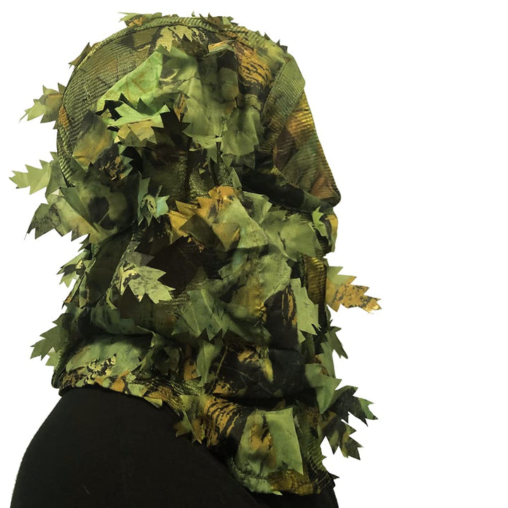 Camo 3D Leaf Ghillie Camouflage Mask. Leafy, Full Coverage, Breathable Hunting Mask with Customizable Fit. Great for Turkey Season! (Summer Green)