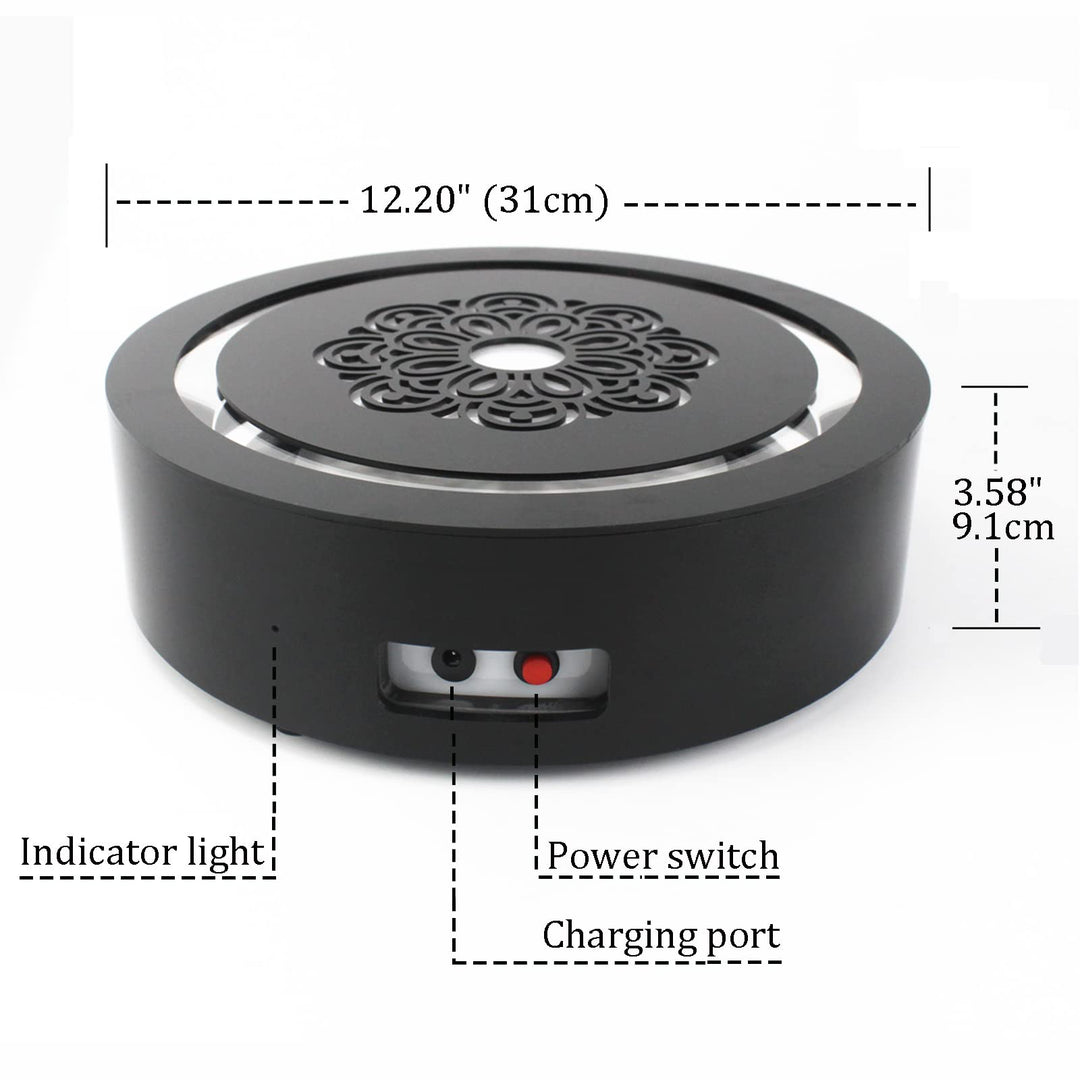 Hookah Laser Light Base Rechargeable battery Lounge Led Base Smoking Shisha Narguile Chicha Colorful Laser Force Field Tray, Black