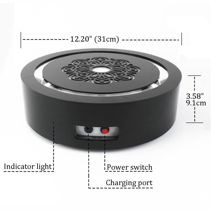 Hookah Laser Light Base Rechargeable battery Lounge Led Base Smoking Shisha Narguile Chicha Colorful Laser Force Field Tray, Black