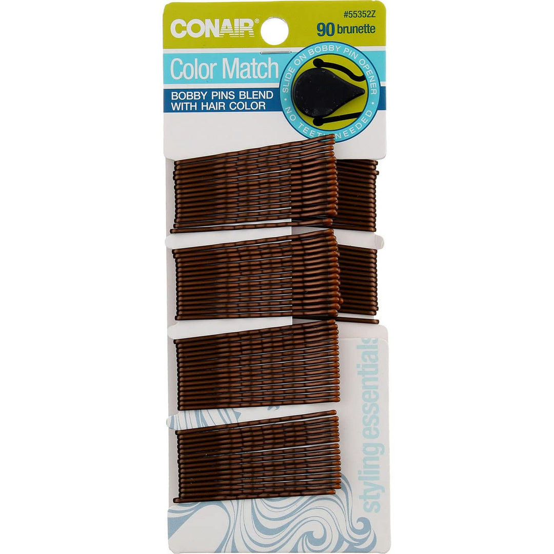 Color Match Bobby Pins, Brunette, 1-Pack of 90-Pieces