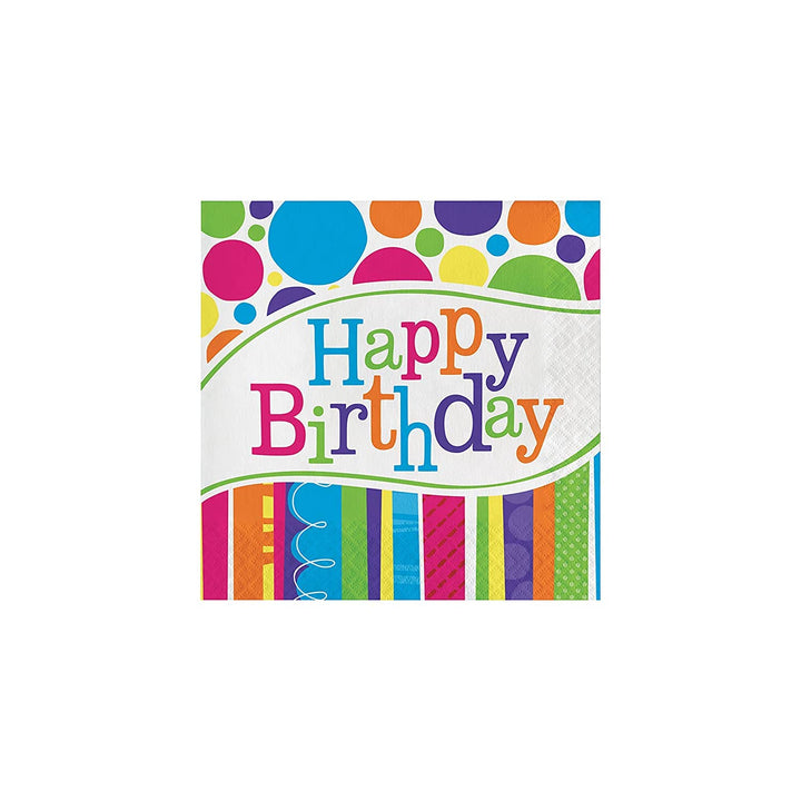 665412 Bright and Bold Happy Birthday Lunch Napkins, 16 ct, Multi-color