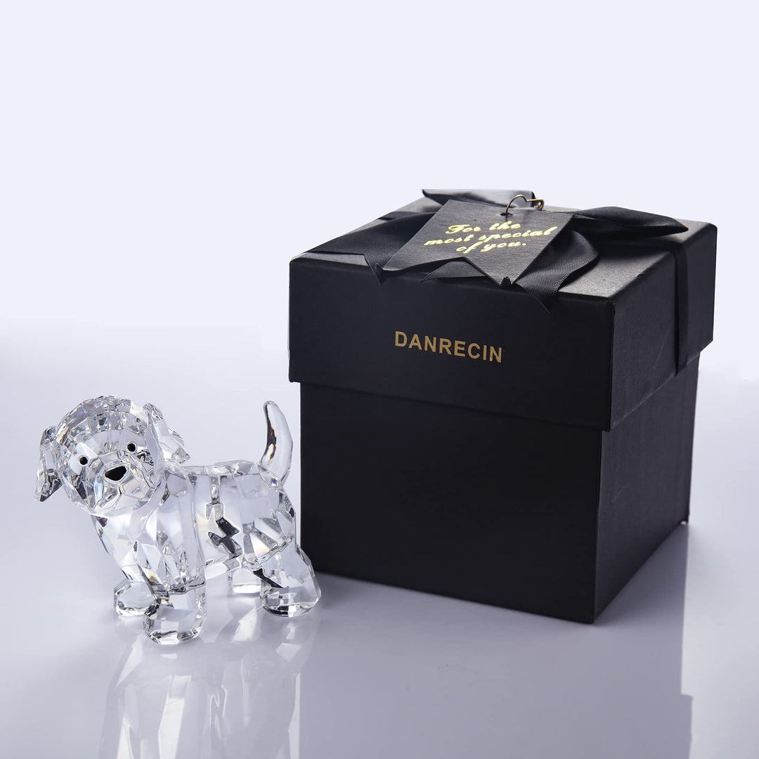 3.25 Inch Clear Lab Puppy Dog Figurines Collectibles Labrador Retriever Statue Acrylic Dog Pet Sculpture Home Decor Not Crystal (A)