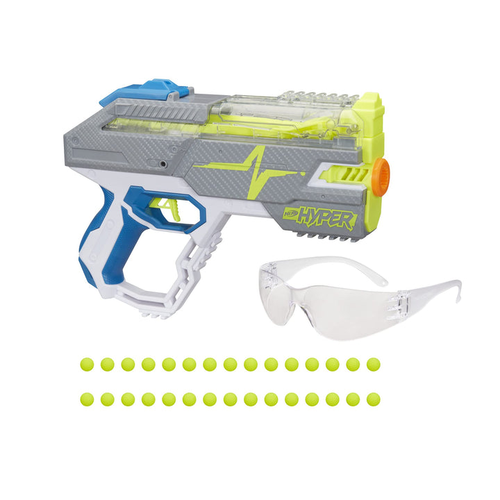 Hyper Rush-40 Pump-Action Blaster, 30 Hyper Rounds, Eyewear, Up to 110 FPS Velocity, Easy Reload, Holds Up to 40 Rounds