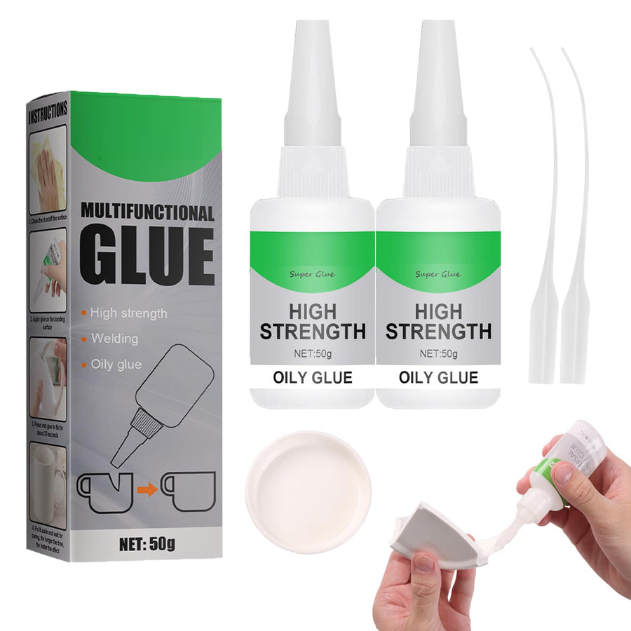 2 Pcs Welding High-Strength Oily Glue,Universal Super Glue,Wood Glue for Furniture,Apply to Super Plastic Glue for Resin Ceramic Metal Glass,Plastics, Jade Etc(50g)