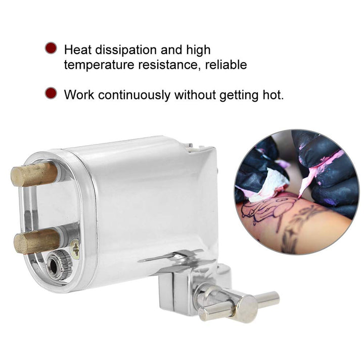 Alloy Rotary Tattoo Machine, Strong Motor Gun Liner Shader Coloring Permanent Makeup Tool Tattoo Enthusiasts Artist Acessories (Silver)