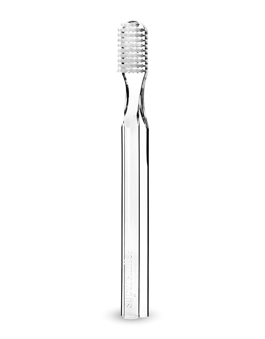 New Generation Toothbrush w/ Patented 45° Soft Nylon Bristles - Whitening Tooth Brush w/ Ergonomic Handle Guarantees ADA Recommended Brushing Angle for Adults & Children (Clear),1 Count