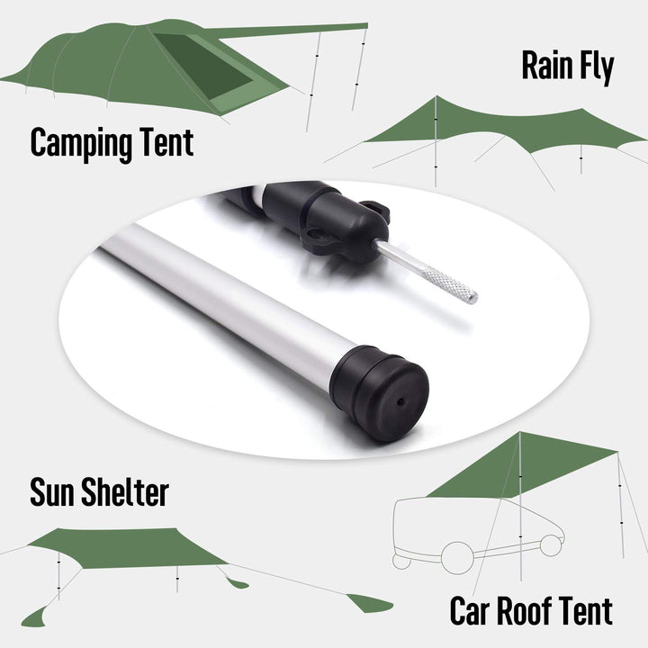 Aluminum Tarp Poles for Tent, Adjustable Lightweight Camping Telescoping Poles for Car Canopy, Shelter, Tarp 2 Pack 7.5ft