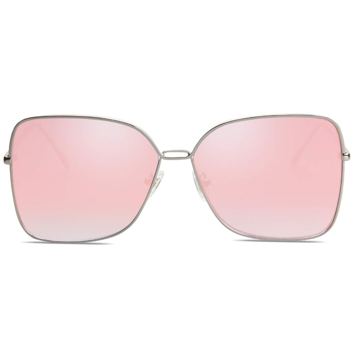 Classic Trendy Square Oversized Sunglasses Womens Mens UV400 Big Large Designer Shades SJ1082, Silver/Pink