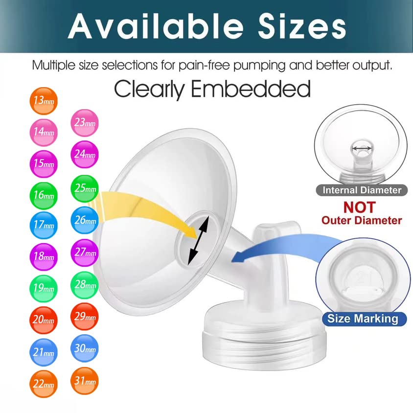 Begical 19mm Flange Compatible with Spectra/Motif Luna/Amada MYA Breastpumps Replacement to Pump Parts and Flanges/Shields. Compatible with Spectra S1/S2/9 Plus Parts and Spectra Accessories Clear
