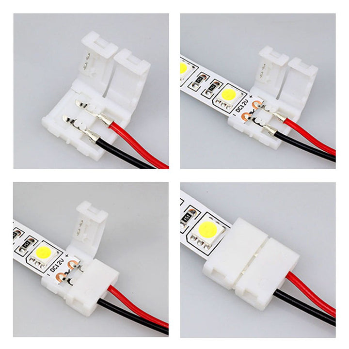 10PCS LED 5050 Single Colour Strip Light Connector 2 Pin Conductor 10 mm Wide Strip to Strip Jumper