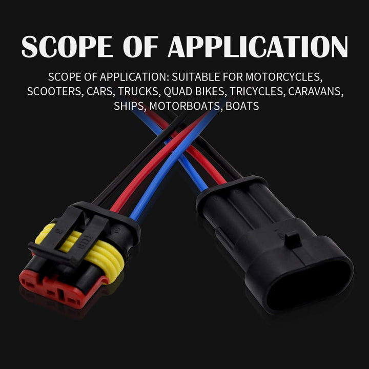 3 Pin Connector Waterproof Connector, Male and Female Way 16 AW Wire Suitable for car Truck, Boat and Other Wire Connection 5 kit