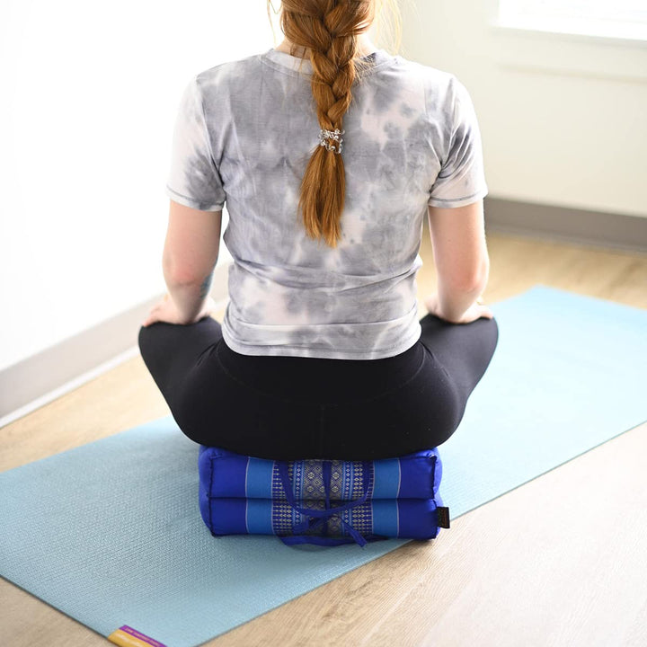 Foldable Cushion - Purple/Red - organic Kapok filling, use folded and unfolded for meditation, soft yoga prop, portable cushion