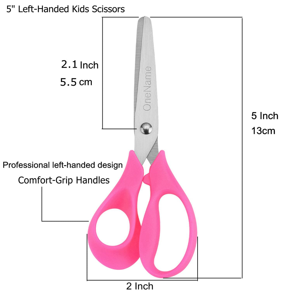 Left-Handed Kids Scissors 6 Pack 5 Inch Left hand scissors for child School Student Scissors,Stainless Steel Sharp Blade Comfort-Grip Handles Blunt Lefty Safety Scissors for Kids Scissor