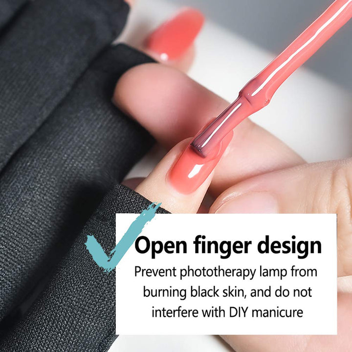 1 Pairs Anti-UV Shield Glove, UPF50+ Fingerless UV Protection Glove for UV and LED Manicure Lamps Dryer Nail Art Skin Care Glove (Black)