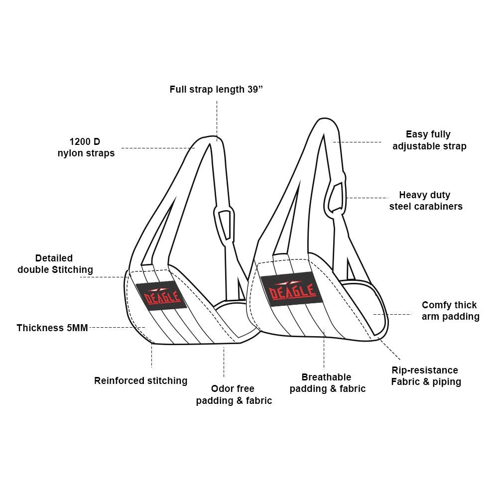 Deagle Sports Ab Straps for Pull up Bar Men & Women - Hanging Ab and Lifting Straps, Ab Workout Equipment and Pull up Assistance Band for Building Six Packs - Standard Size - Black