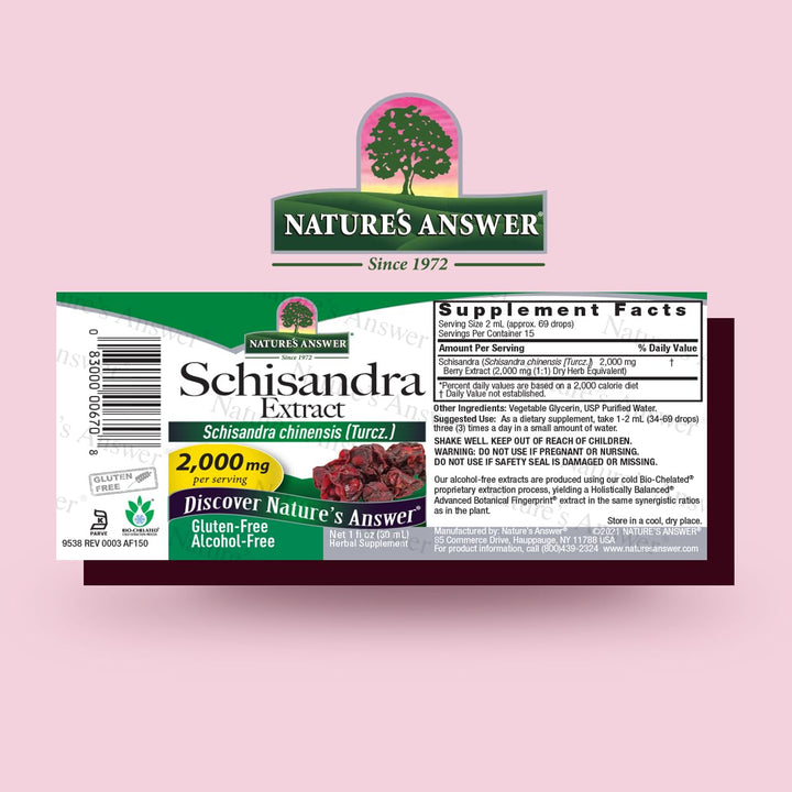 Nature's Answer Schisandra Berry Extract - Alcohol Free, Gluten Free, Stress, Fatigue, Relaxing Support - Made in USA - Adrenal Support Supplements for Everyone