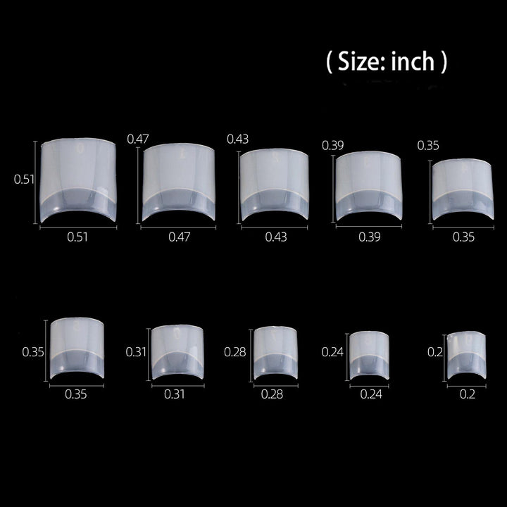 Short Acrylic Nail Tips 500PCS Square Nails Half Cover French False Nails (Natural)
