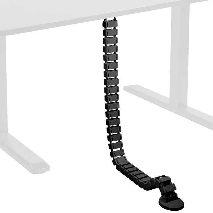 Vertebrae Cable Management Kit for Desk, Adjustable Quad Entry Wire Organizer, Cord Protection Cover, Flexible Spine Cable Raceway for Home Office Sit Stand Workstation, Black, DESK-AC01C