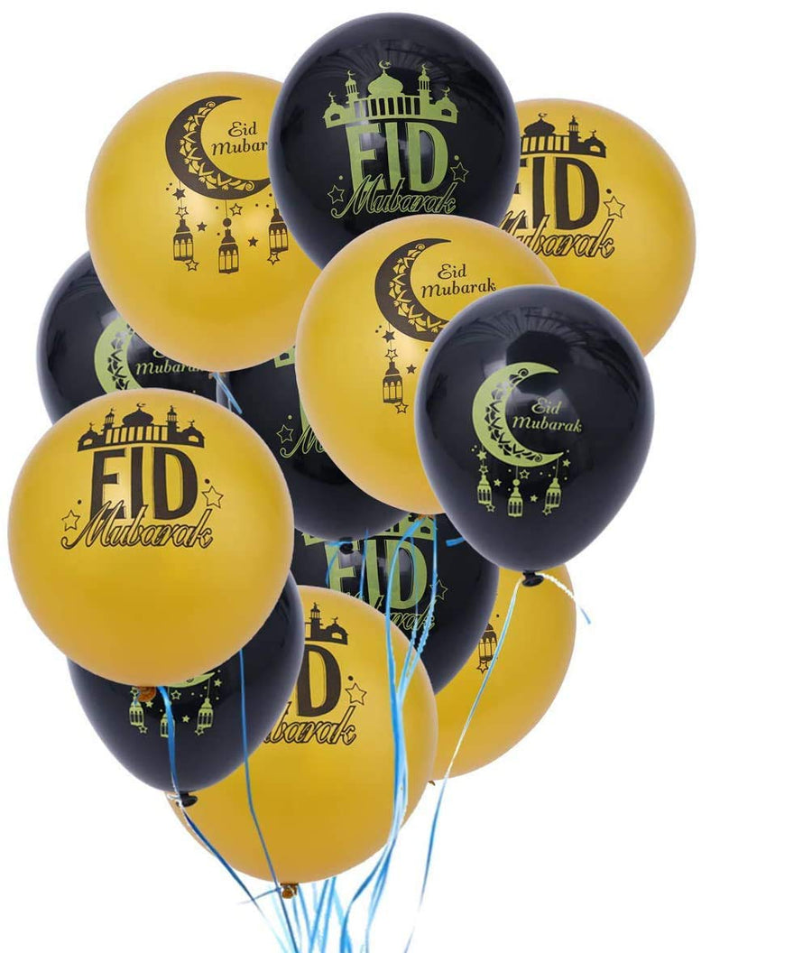 Eid Mubarak Latex Balloons,Eid Islamic Decoration Ornament,12-inch,12Pcs