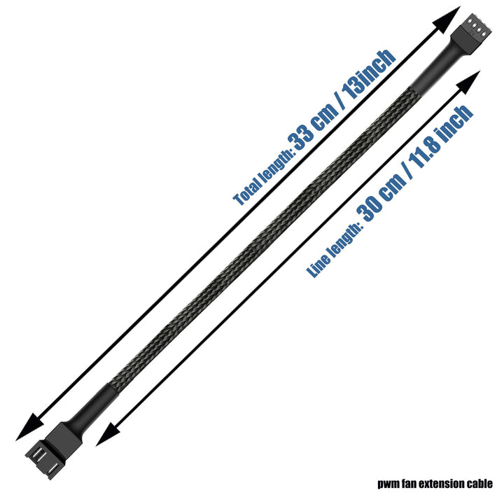 12 pwm Fan Extension Cable,4 pin Fan Extension Cable,Cable Extension pc,PC Fan Extension Cable, PWM Fan Extension Cable, PWM Extension Cable (12(30cm) 5pcs)