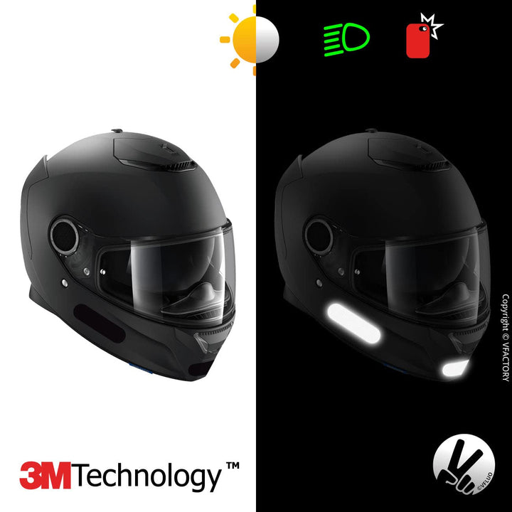 - Kit 4 Retro Reflective Stripes Stickers for Motorcycle Helmet - Retro Reflective Stickers Technology 3M - High Visibility - Discreet and Design - Maximum Grip