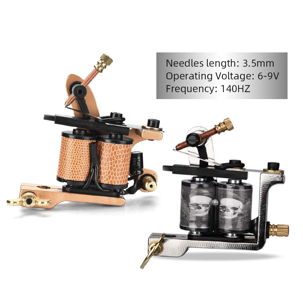 Coil Tattoo Machine, 10 Wraps Coil Tattoo Liner & Shader Kit 23000r/m Alloy Tattoo Guns Machine Set Tattoo Supplies for Tattoo Artists