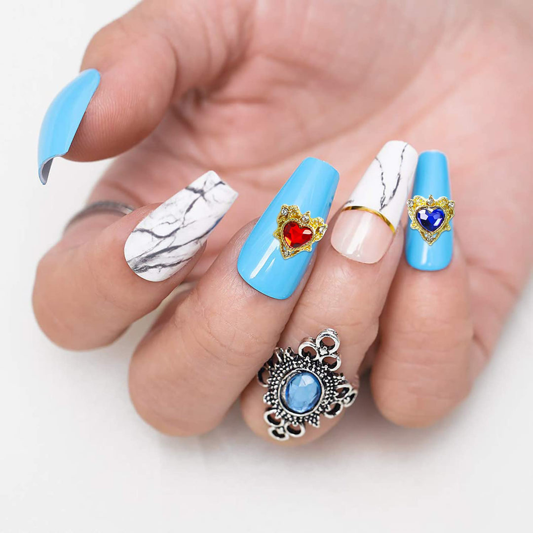 30pcs 3D Hearts Nail Charms For Nails Holographic Coloful Nail Jewels Rhinestones For Nails Alloy Hearts Nail Gems Gold Nail Charms For Nail Art 3d Hearts Charms For Nails Big Nail Crystals