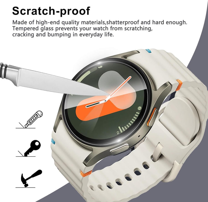 4 Pack Galaxy Watch 7 / Galaxy Watch 6/5/4 Screen Protector 40mm, Waterproof Tempered Glass Screen Protector Cover Compatible with SAMSUNG Galaxy Watch 7/6/5/4 40mm Smartwatch