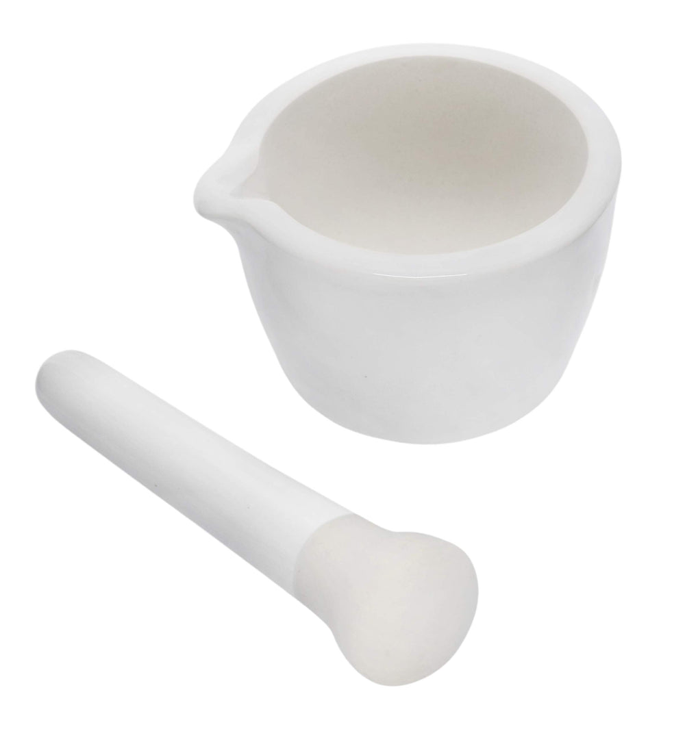 Porcelain Mortar & Pestle Set, 1.7oz (50ml) - Heavy Duty - Unglazed Grinding Surface - Excellent for Kitchen or Laboratory - Grinds Powdered Chemicals, Herbs, Spices, Pills - White Labs