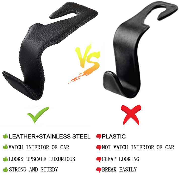 Car Hooks Universal Car Vehicle Back Seat Headrest Hanger Holder Hook Microfiber Leather & Stainless Steel for Bag Purse Cloth Drink Grocery (Black red)…