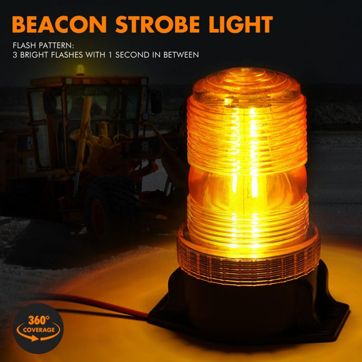 30 LED Amber Forklift Beacon Strobe Light Safety Warning Flashing Lights for 10-110V Mower, ATV, Trucks, Tractor, Golf Carts, UTV, Cars, Bus