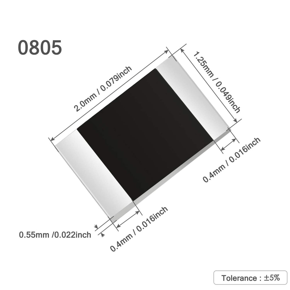 Chanzon 1200pcs 0805 SMD Resistor Kit 0-10M O ohm 60 Values (Each Value 20pcs) 1/8W 0.125W ±1% Tolerance Thick Film 0-10MR SMT Chip Resistors Rohs Certificated