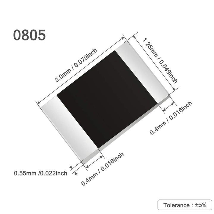 Chanzon 1200pcs 0805 SMD Resistor Kit 0-10M O ohm 60 Values (Each Value 20pcs) 1/8W 0.125W ±1% Tolerance Thick Film 0-10MR SMT Chip Resistors Rohs Certificated