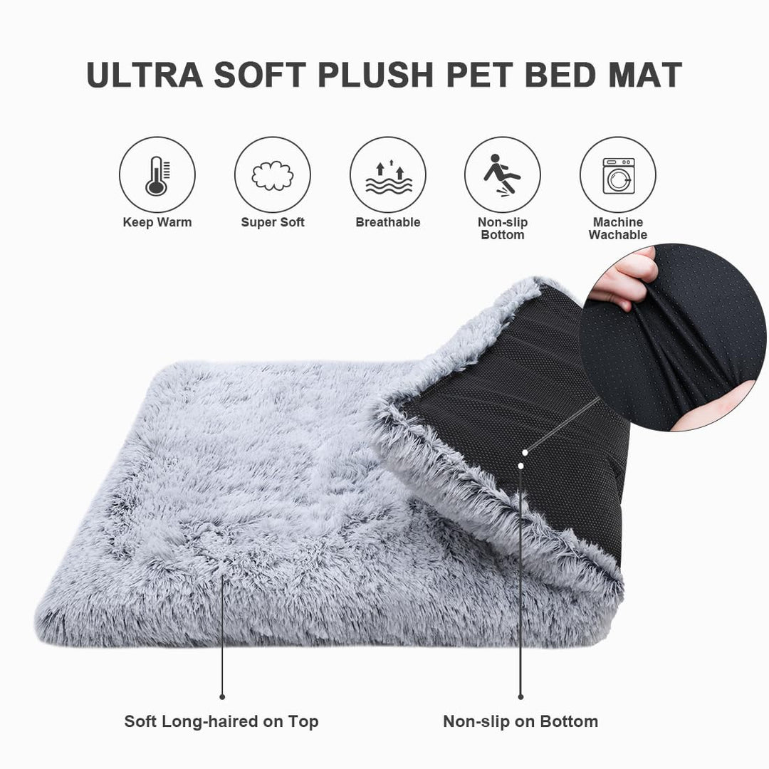 Large Dog Bed Crate Pad 36 inch, Washable Pet Crate Beds Large Medium Small Sized Dogs, Deluxe Plush Anti-Slip Dog Mats for Sleeping, Soft Kennel Pad 35 * 23 inch Grey