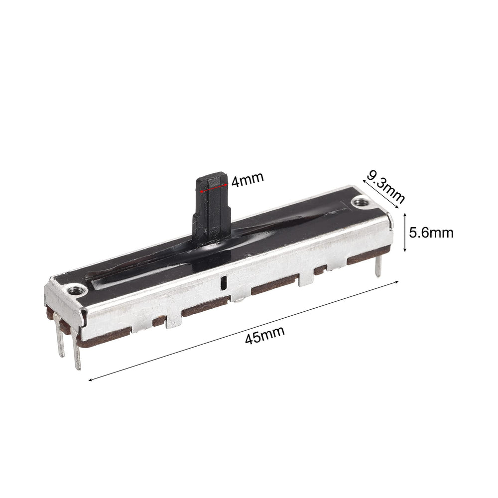 Fader Variable Resistors Mixer 45mm Straight Slide Potentiometer B10K Ohm with Black White Knobs 2pcs