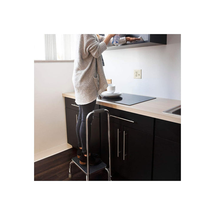 Duro-Med Step Stool with Handle, Silver and Black Medical Step Stool