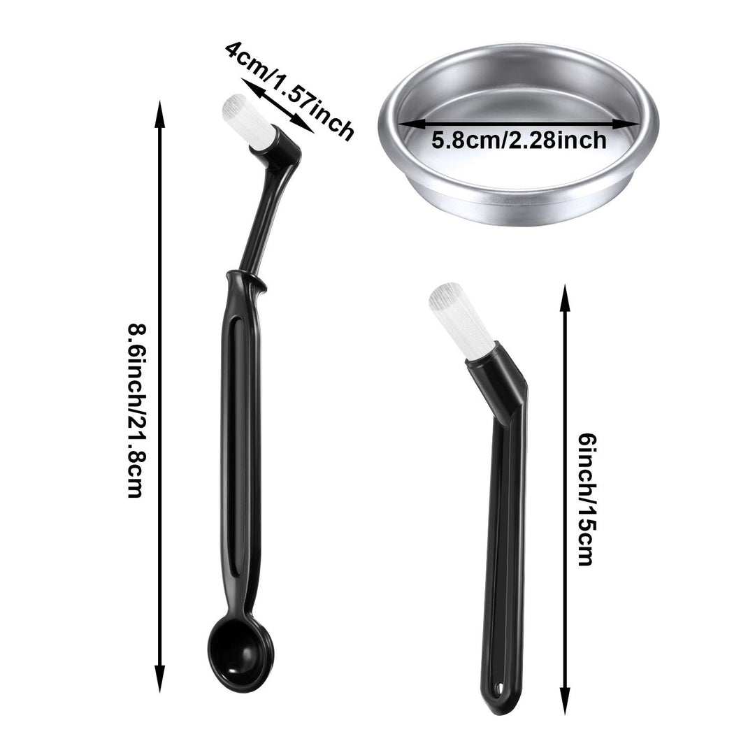 Coffee Machine Brush Cleaner 4 Pieces Coffee Machine Brush with Spoon and 1 Piece 58 mm Stainless Steel Back Flush Insert Metal Blind Filter for Espresso Machine