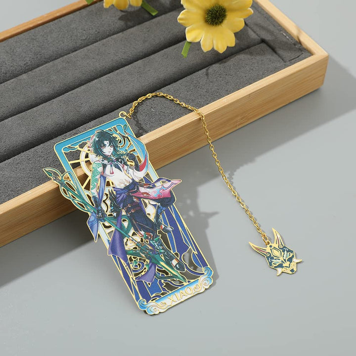 Genshin Xiao Metal Bookmark - Hot Game Genshin Anime Figure Xiao Unique Bookmarks for Men Women Girls Book Lovers Readers