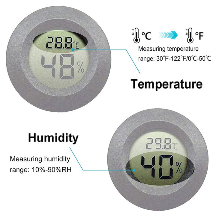 2 Pack Mini Digital Hygrometer Thermometer Gauge, Indoor Outdoor Temperature Humidity Meter for Greenhouse Humidors Incubators Reptile Terrarium Jars, Fahrenheit () or Celsius() (4)
