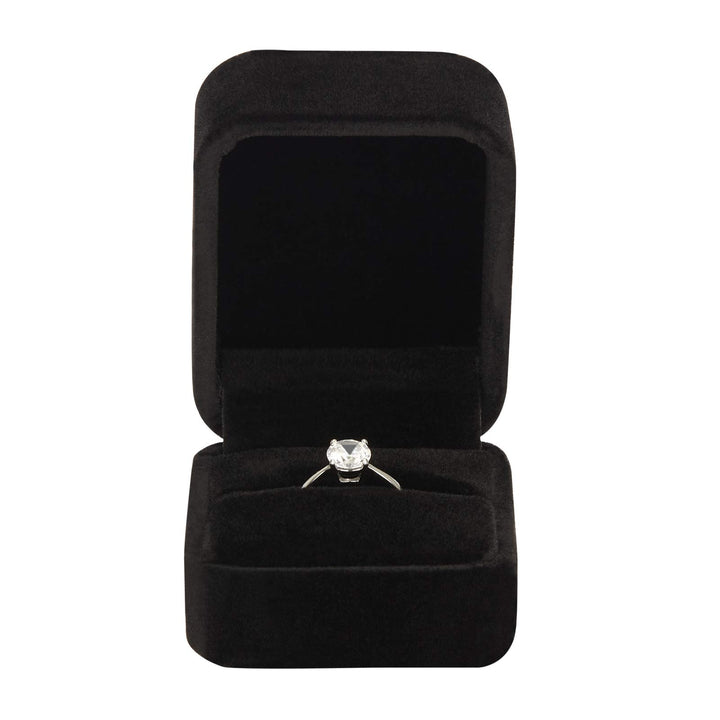 4 Pieces Velvet Ring Gift Boxes Set, Earring Pendant Jewelry Case, Jewellry Display Box for Wedding, Engagement,Proposal, Birthday and Anniversary (4pcs Black)